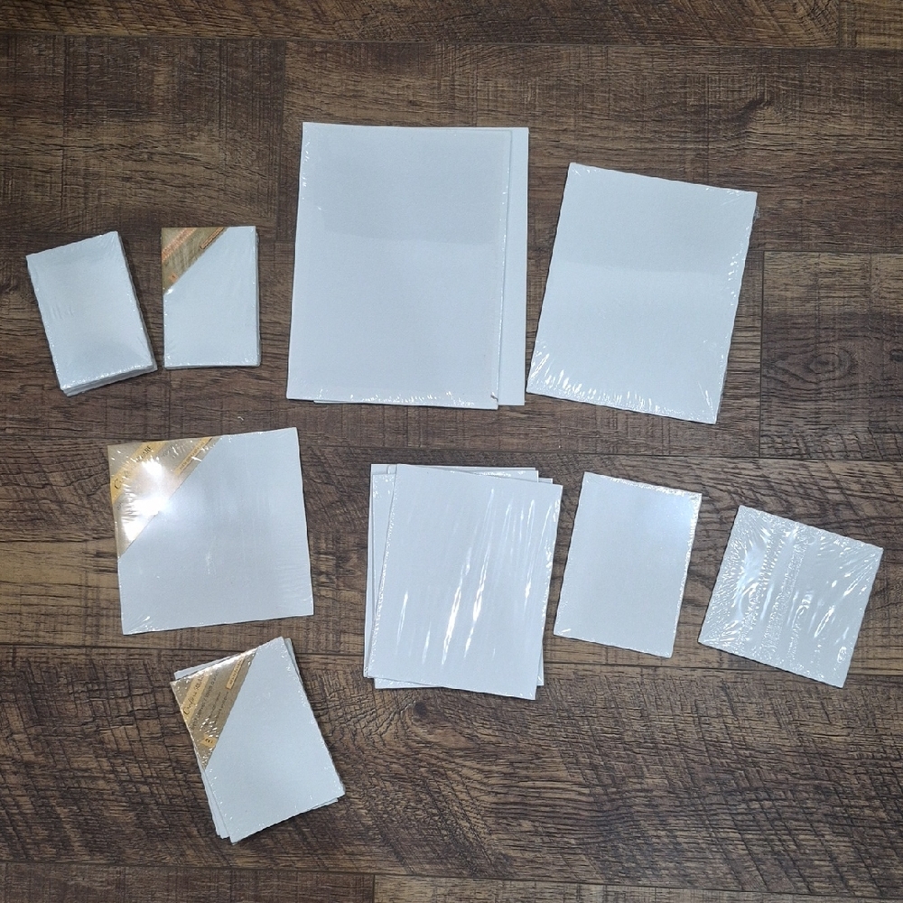 New 23 Piece Lot Assorted Blank White Canvases & Panels  Painting Art Crafts